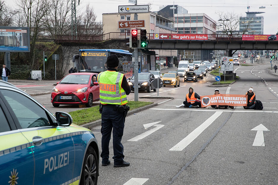 Blockade-Aktion der "Letzten Generation" in Heilbronn