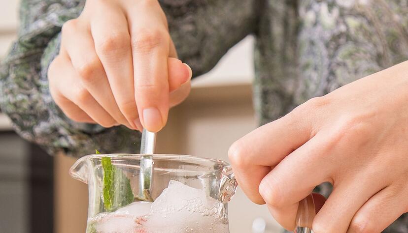 Wassermelone und Minze geben dem Eiswasser einen erfrischenden Kick.