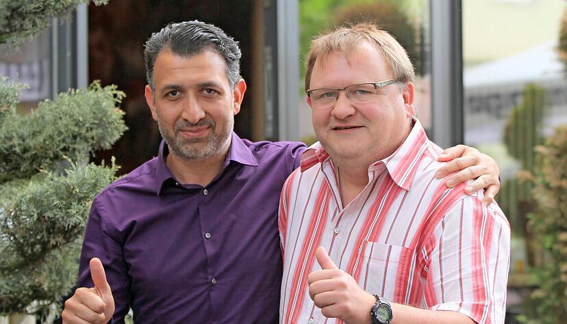 Onur Celik (links) und Markus Itzerott f&uuml;hren den neuen VfR Heilbronn in die Zukunft &minus; ohne sportlich &uuml;bersteigerte Erwartungen zu hegen.
Foto: Bertok