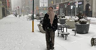 Hannah Wolff im eingeschneiten New York.