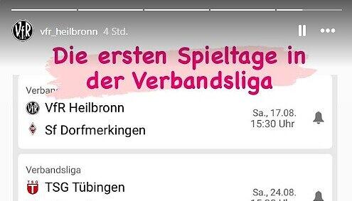 Der VfR Heilbronn hat den Spielplan der neuen Verbandsliga-Saison auf Instagram gepostet. Der VfR Heilbronn hat den Spielplan der neuen Verbandsliga-Saison auf Instagram gepostet.