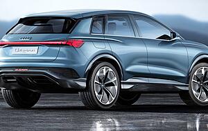 Der Q4 E-Tron (hier noch als seriennahe Studie) wird im Sommer vorgestellt und soll mehr als 450 Kilometer weit kommen.