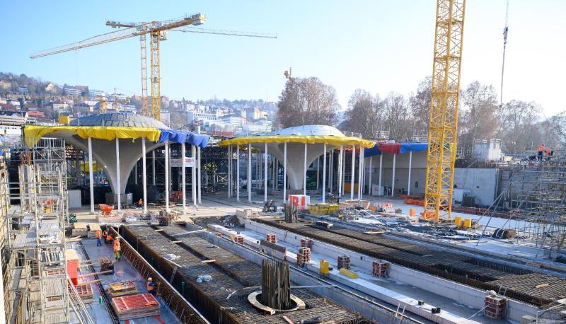Die Baustelle des zuk&uuml;nftigen Tiefbahnhofs des Bahnprojektes Stuttgart 21.