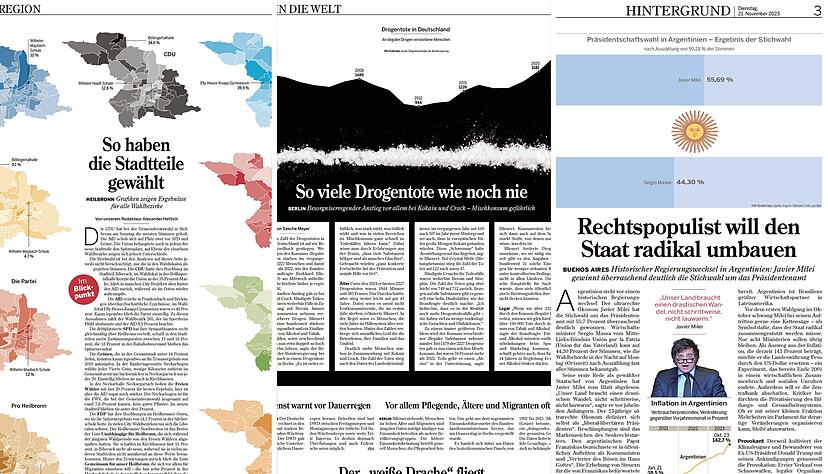 Gestaltet wurden die Zeitungsseiten in der Redaktionsgrafik.