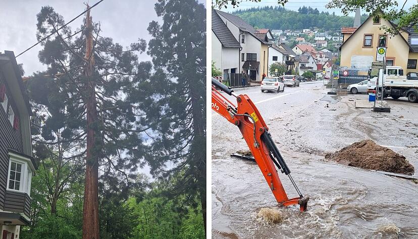 Starkregen und Gewitter sorgen in Baden-Württemberg für Überschwemmungen und Blitzeinschläge.