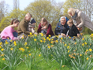 Familie Schwarzer aus Heilbronn bei der Ostereiersuche.