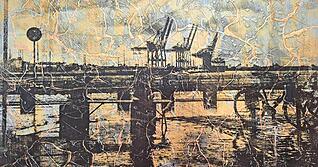 Fotografie und Malerei von Eckhard Voth &ndash; hier: &bdquo;Blick vom Schellfischposten auf den Hamburger Hafen&ldquo; &ndash; sind am Wochenende in der Zigarre in Heilbronn zu entdecken.