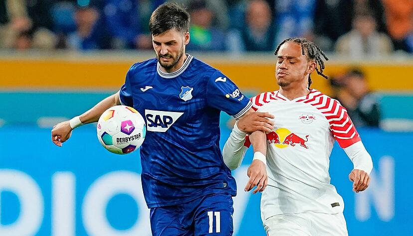 Umkämpftes Freitagabend-Duell: Hoffenheims Florian Grillitsch (links) und Leipzigs Xavi Simons.