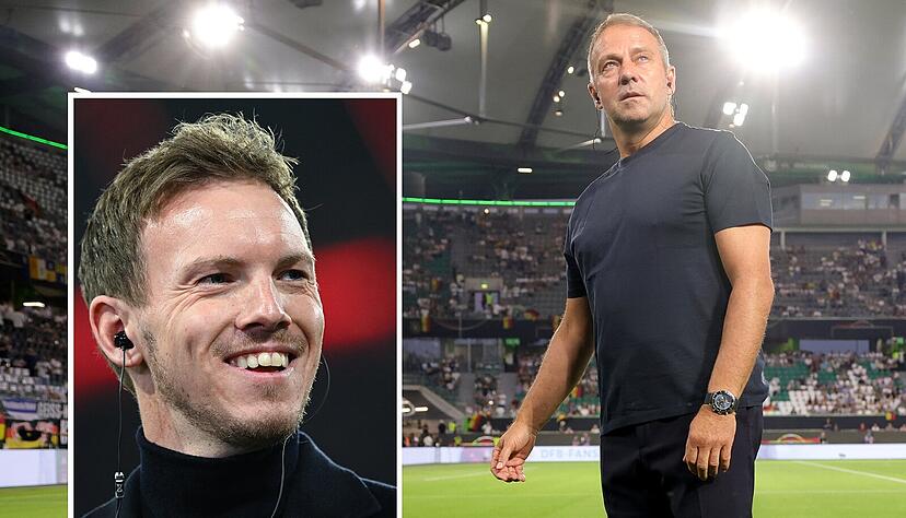 Nach der Blamage gegen Japan trennt sich der DFB von Bundestrainer Hansi Flick. Unser Kollege findet, Julian Nagelsmann (links) wäre der richtige Nachfolger.