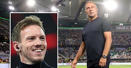 Nach der Blamage gegen Japan steht Bundestrainer Hansi Flick vor dem Aus. Unser Kollege findet, Julian Nagelsmann (links) wäre der richtige Nachfolger.