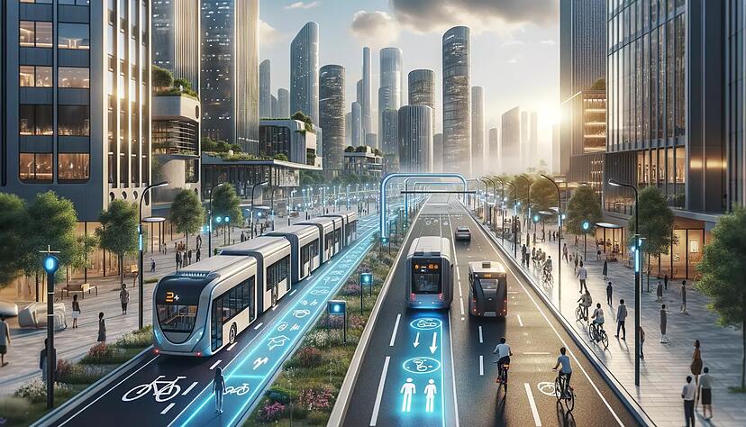 So k&ouml;nnten einmal zuk&uuml;nftige St&auml;dte aussehen. Gerade das autonome Fahren im &Ouml;NPV wird stark vorangetrieben.