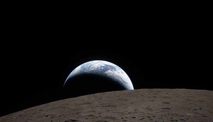 Die &laquo;Artemis 2&raquo;-Crew hat w&auml;hrend ihres Fluges um den Mond diesen Blick auf die Erde aufgenommen.