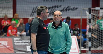 Trainer Thomas Zeitz (links) und Vorstandschef Rolf Härdtner sind bei der Sport-Union Neckarsulm weiterhin die wichtigsten Entscheidungsträger.