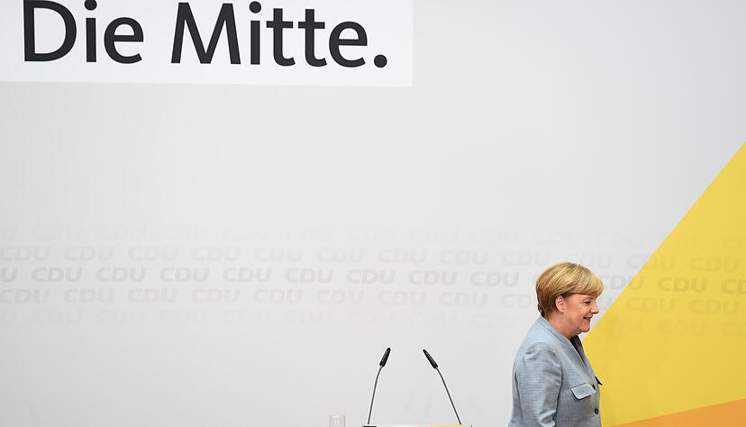 Bundeskanzlerin Angela Merkel (CDU)) bei der Pressekonferenz im Konrad-Adenauer-Haus in Berlin. Foto: dpa