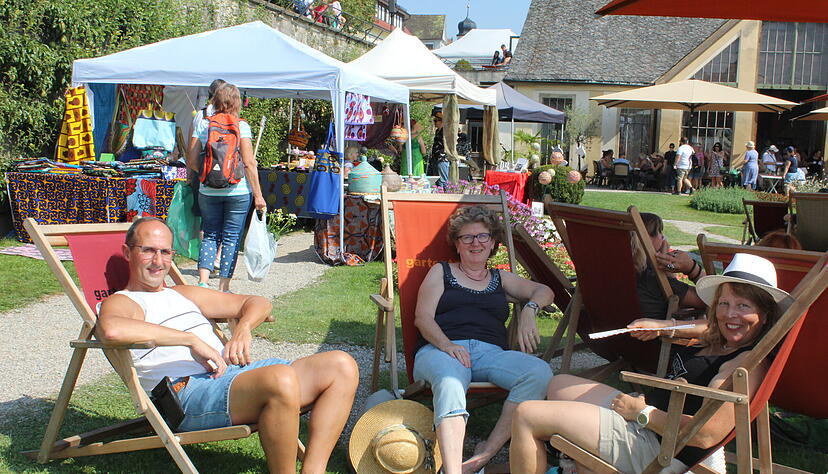 Kurze Pause von Inspiration und Verkauf: Bei den Fürstlichen Gartentagen in Langenburg ist in diesem Jahr.
