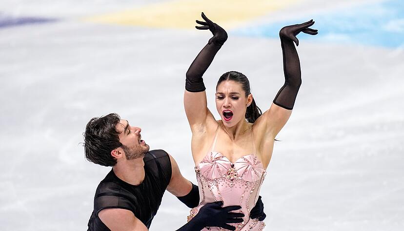 Das Eistanz-Duo Laurence Fournier Beaudry (r) und Guillaume Cizeron aus Frankreich ist bei der WM auf Goldkurs.