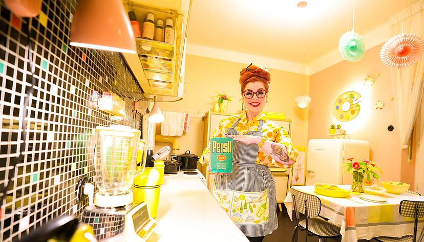 Vom Sessel bis zur Seifendose ist alles aus den 60ern.