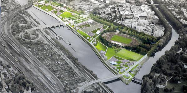 So soll das Gel&auml;nde rund um das Frankstadion aussehen.