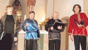 Das Vokalensemble "Russische Seele" mit (von links) Rimma Egorutina, Wladimir Mostowoy, Felix Zaretsky und Jura Bortschow.Foto: Elke Khattab