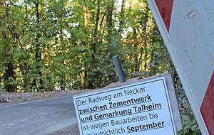 Noch gesperrt, ab Freitag frei: Radweg beim Lauffener Zementwerk.
Foto: Hettich