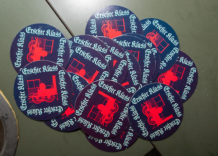 Bierdeckel im Design des Abendlokals "Erschte Klass".