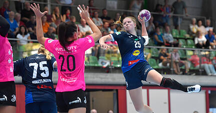 Nina Engel, hier im vergangenen September beim Saisonauftakt gegen die TuS Metzingen, wird der Sport-Union nicht nur aufgrund ihrer Abschlussqualitäten fehlen.