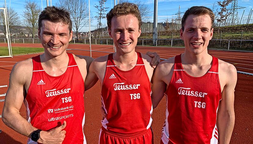 Dominik Sowieja, Dustin Uhlig und Fabian Katz (v.l.) wurden im Team baden-w&uuml;rttembergische Vizemeister. Uhlig zudem Einzelmeister der U 23. 
Fotos: Jens Boyde
