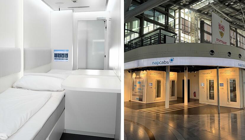 Am Flughafen Stuttgart gibt es neue und komfortable Schlafkabinen, sogenannte "Napcabs", für Reisende.