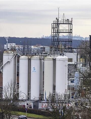 Blick auf das Solvay-Werk in Bad Wimpfen, Europas einzige SF6-Produktionsst&auml;tte.
