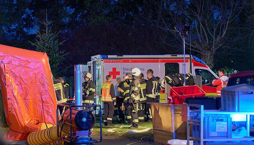 Einsatztkr&auml;fte sind im hessichen Runkel im Einsatz.