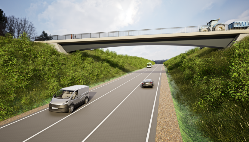 Eine von zwei Br&uuml;ckenbauten im Rahmen des Mammutprojekts: So soll die Feldwegbr&uuml;cke "Am N&auml;pfle" nach Fertigstellung aussehen.