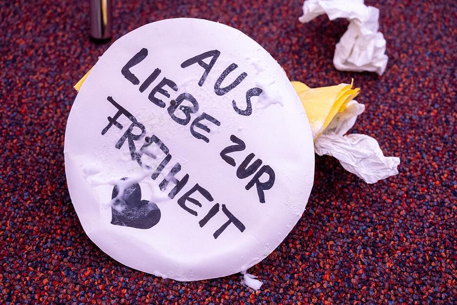 Eine FDP-Sprecherin gibt bekannt, dass es sich um eine "Pseudo-Torte" aus Rasierschaum gehandelt habe. Aus "Liebe zur Freiheit" ist darauf zu lesen.