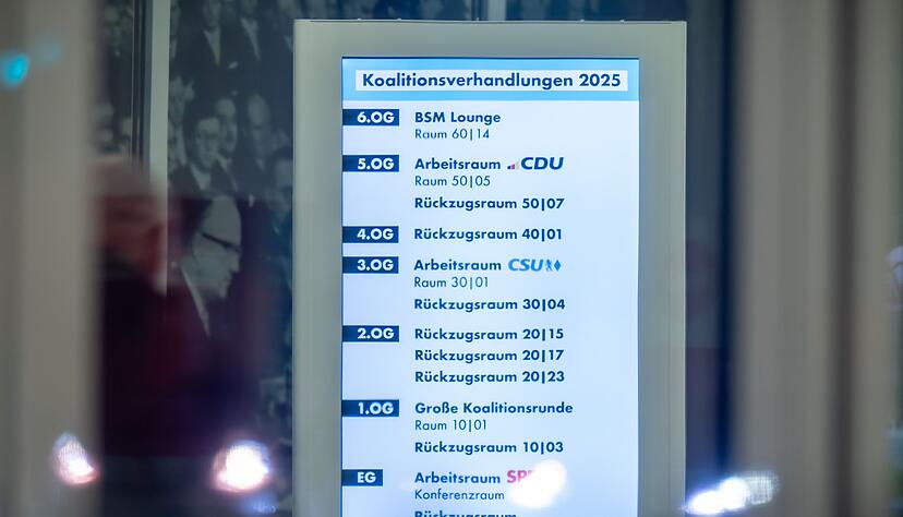 Der Wegweiser in der CDU-Zentrale (Konrad-Adenauer-Haus), wo die erste Runde der Koalitionsverhandlungen von Union und SPD stattfindet (Archivfoto) Der Wegweiser in der CDU-Zentrale (Konrad-Adenauer-Haus), wo die erste Runde der Koalitionsverhandlungen von Union und SPD stattfindet (Archivfoto)