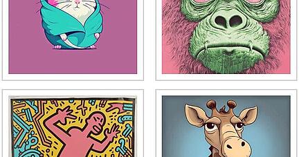 H&auml;ngen jetzt in der "Wall of Lame" von Kaufland: NFT-Kunstwerke, deren Wert quasi auf Null gesunken ist.
Grafik: Kaufland