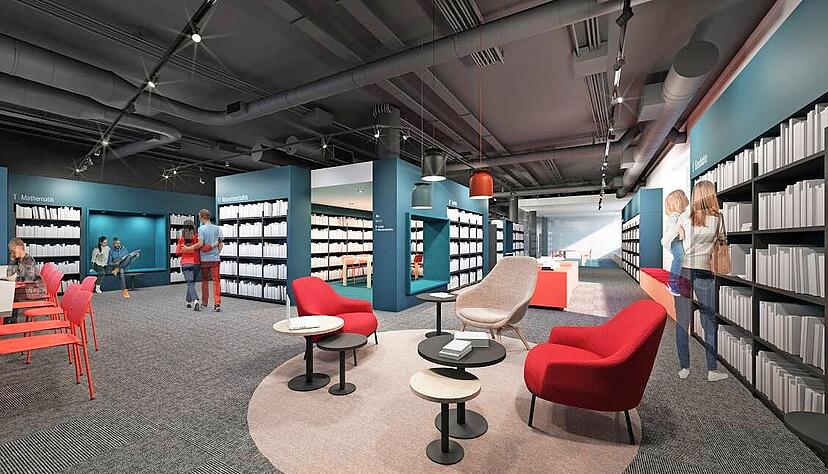 Visualisierung der Stadtbibliothek Heilbronn im K3 Heilbronn. Bald wird die Bücherei nach einer Renovierungsphase wieder öffnen, doch ab 2025 wird es teurer. (Symbolbild) Visualisierung der Stadtbibliothek Heilbronn im K3 Heilbronn. Bald wird die Bücherei nach einer Renovierungsphase wieder öffnen, doch ab 2025 wird es teurer. (Symbolbild)