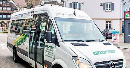 Das Fleinmobil in der bisherigen Form gibt es nicht mehr. Weil die Resonanz zu gering war, hat die Gemeinde das Angebot Ende Juni eingestellt und den Vertrag mit der Firma Gross gek&uuml;ndigt. 
Foto: Archiv/Berger; Logo: Gemeinde Flein