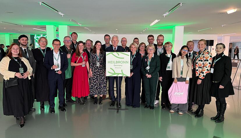 Die Heilbronner Delegation für die Umwelthauptstadt-Zeremonie in Vilnius.