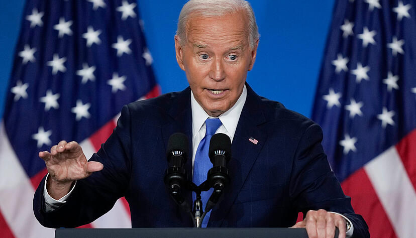 US-Präsident Joe Biden spricht auf einer Pressekonferenz nach dem Nato-Gipfel in Washington. US-Präsident Joe Biden spricht auf einer Pressekonferenz nach dem Nato-Gipfel in Washington.