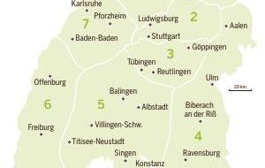 So sieht der Arbeitsentwurf für die acht neuen Handball-Bezirke unter dem Dach von "Handball Baden-Württemberg" aus. So sieht der Arbeitsentwurf für die acht neuen Handball-Bezirke unter dem Dach von "Handball Baden-Württemberg" aus.