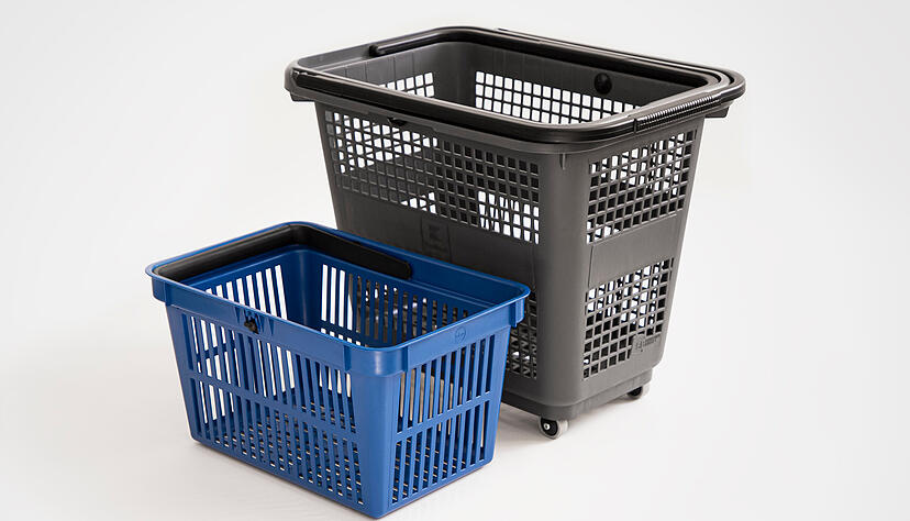 Diese Roll- und Handkörbe werden bei der Schwarz-Gruppe verstärkt aus umweltfreundlichem Rezyklat hergestellt Diese Roll- und Handkörbe werden bei der Schwarz-Gruppe verstärkt aus umweltfreundlichem Rezyklat hergestellt