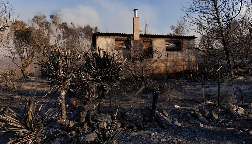 Ein verbranntes Haus ist nach einem Waldbrand zu sehen. Bei teils stürmischen Winden haben sich mindestens fünf große Waldbrände in der Nacht unkontrolliert weiter ausgebreitet. Besonders stark betroffen war die nordostgriechische Hafenstadt Alexandroupolis. Feuerwehrleute und Anwohner kämpften die ganze Nacht über gegen die Flammen, wie das Staatsfernsehen zeigte. Zahlreiche Ortschaften wurden evakuiert. Ein verbranntes Haus ist nach einem Waldbrand zu sehen. Bei teils stürmischen Winden haben sich mindestens fünf große Waldbrände in der Nacht unkontrolliert weiter ausgebreitet. Besonders stark betroffen war die nordostgriechische Hafenstadt Alexandroupolis. Feuerwehrleute und Anwohner kämpften die ganze Nacht über gegen die Flammen, wie das Staatsfernsehen zeigte. Zahlreiche Ortschaften wurden evakuiert.