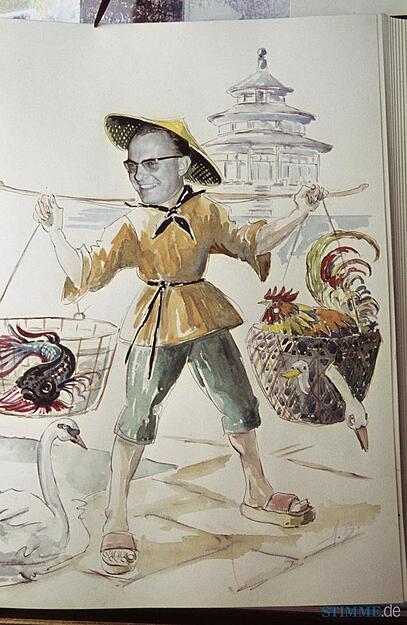 Verleger Frank Distelbarth ist 1955 vom Zeichner Alfred Bär als Reisender, Kulturfreund und Genießer dargestellt. Verleger Frank Distelbarth ist 1955 vom Zeichner Alfred Bär als Reisender, Kulturfreund und Genießer dargestellt.