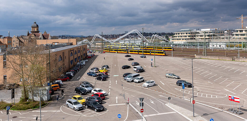 Endhaltestelle beim Hauptbahnhof: Hier ist nach dem aktuellen Planungsstand der City-Stopp der Seilbahn in Heilbronn.