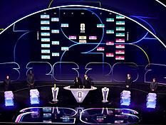 Blick auf den Turnierbaum auf einem Bildschirm während der Auslosung. Die FIFA Fußball-WM findet vom 11. Juni bis 19. Juli 2026 in den USA, Mexiko und Kanada statt.