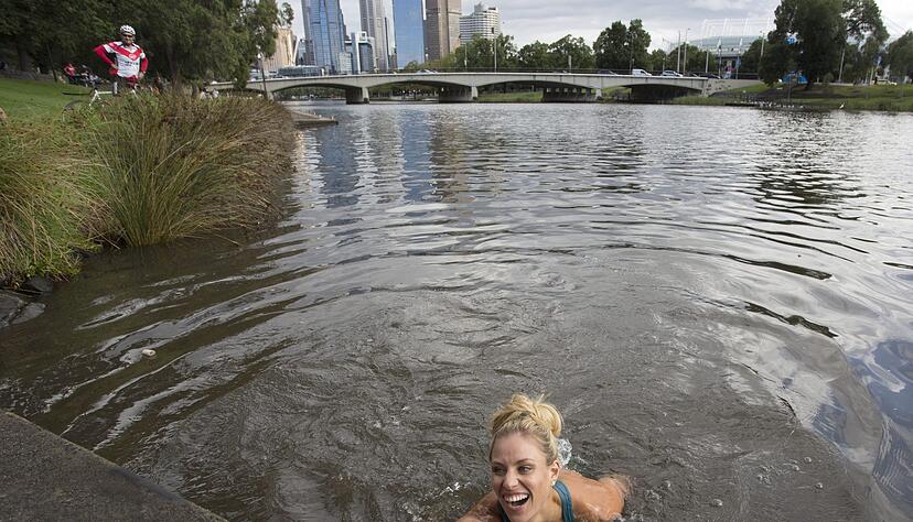 Nach ihrem Triumph in Melbourne 2016 sprang Angelique Kerber in den Yarra River.