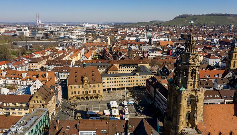 Blick auf das Heilbronner Zentrum und den nördlichen Teil der Stadt. Blick auf das Heilbronner Zentrum und den nördlichen Teil der Stadt.