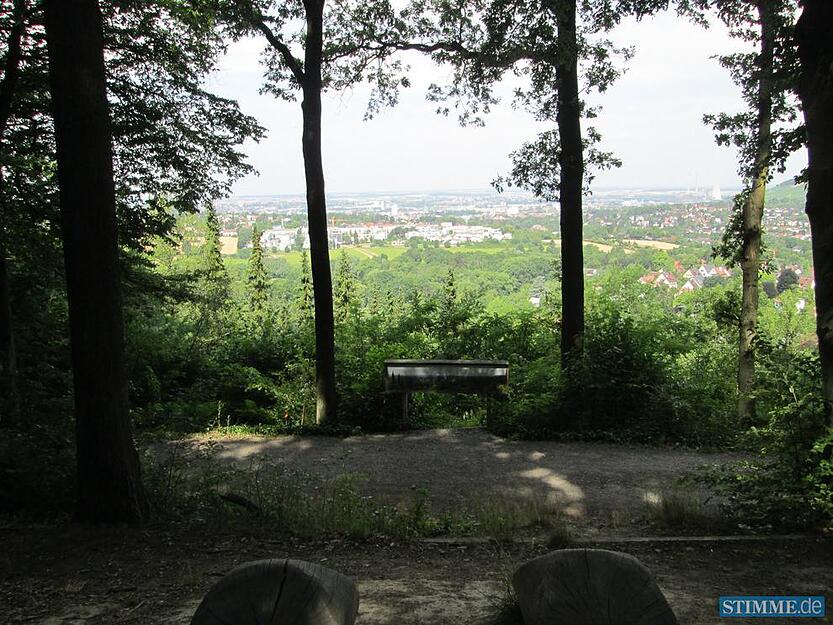 Einen schönen Blick über Heilbronn hat man oberhalb des Böckinger Backenwegs, der vom Ehrenfriedhof abzweigt.1970 lässt die Stadt  am höchsten Punkt des Weges eine Naturbank errichten.