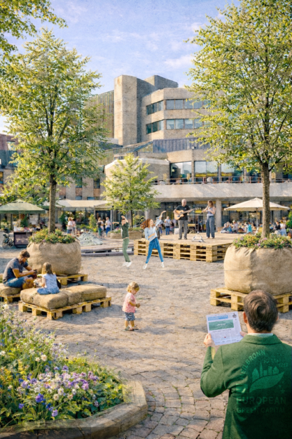 Vor dem Heilbronner Theater soll es gr&uuml;n werden.