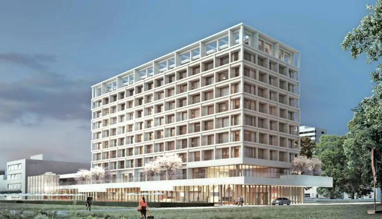 So wird das vom Berliner Architekturb&uuml;ro Aescht&Berthold geplante Parkhotel im Heilbronner Stadtgarten einmal aussehen. Die Baukosten sind auf 20 bis 30 Millionen Euro veranschlagt. Die Frage: Wann ist Baubeginn. Animation: privat