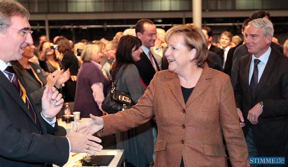 2010: Herzlicher Empfang f&uuml;r die Bundeskanzlerin Angela Merkel bei der Regionalkonferenz der CDU.